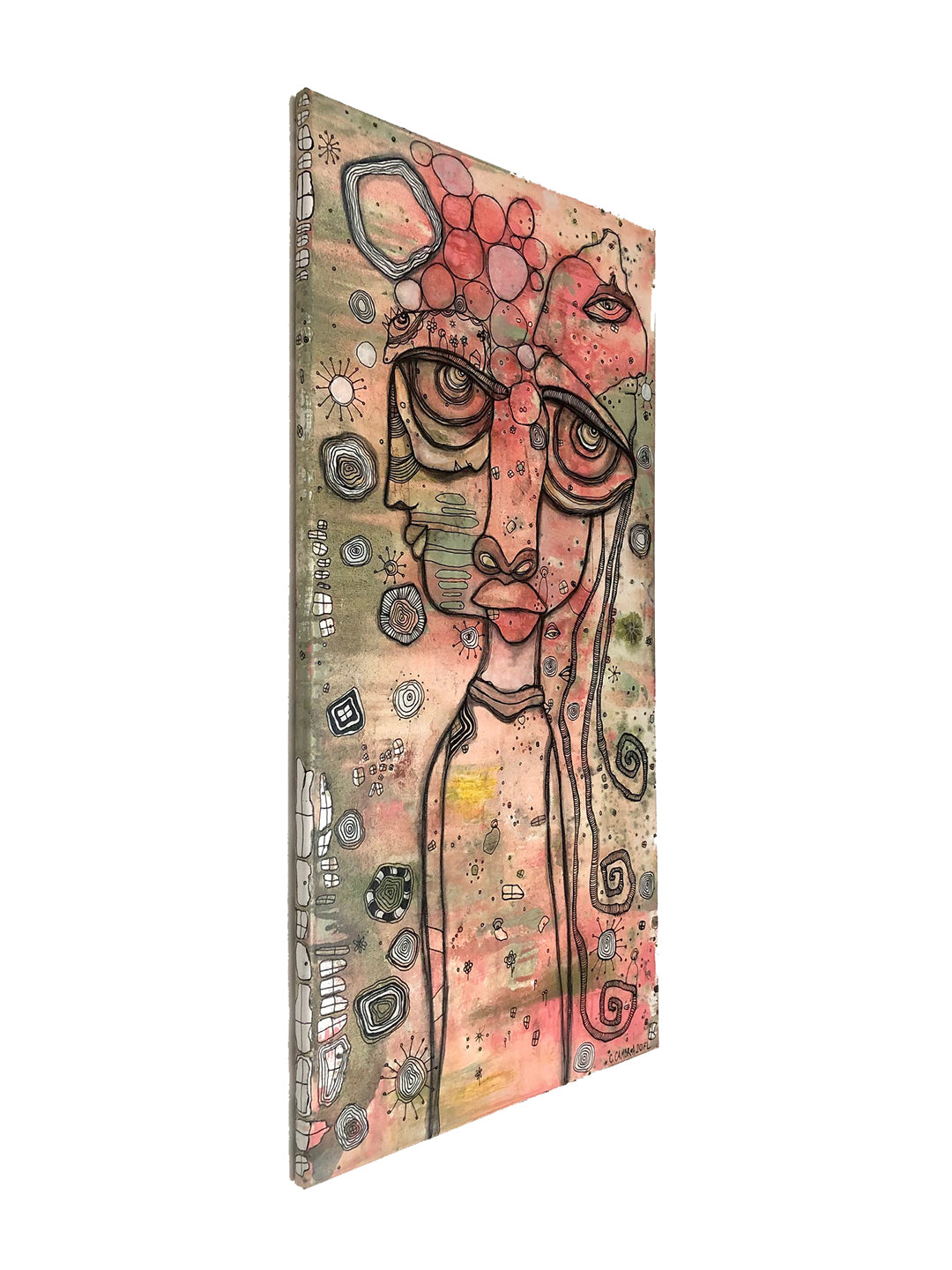 Original Mixed Media Fine Art on Canvas &#39;Waiting&#39;