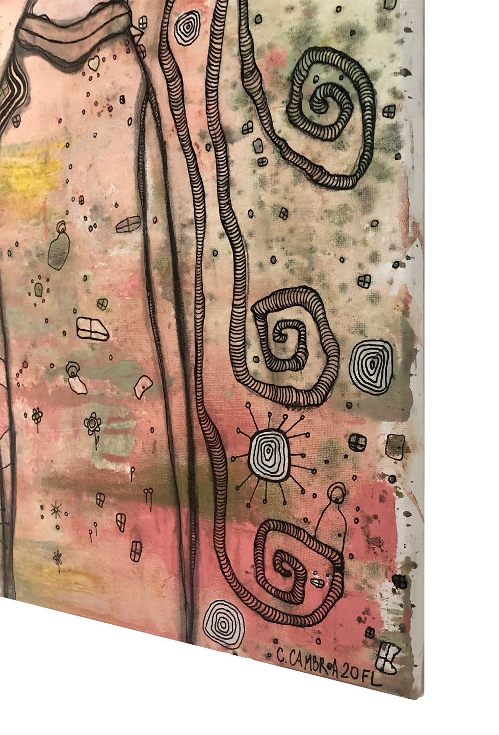 Original Mixed Media Fine Art on Canvas &#39;Waiting&#39;