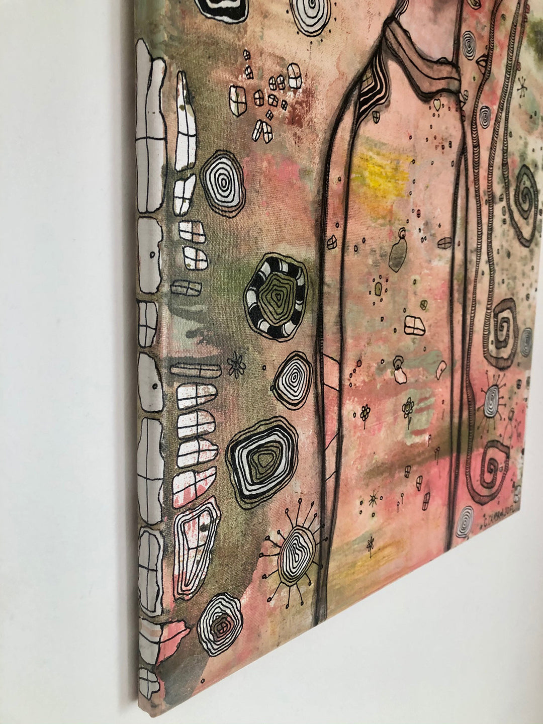 Original Mixed Media Fine Art on Canvas &#39;Waiting&#39;