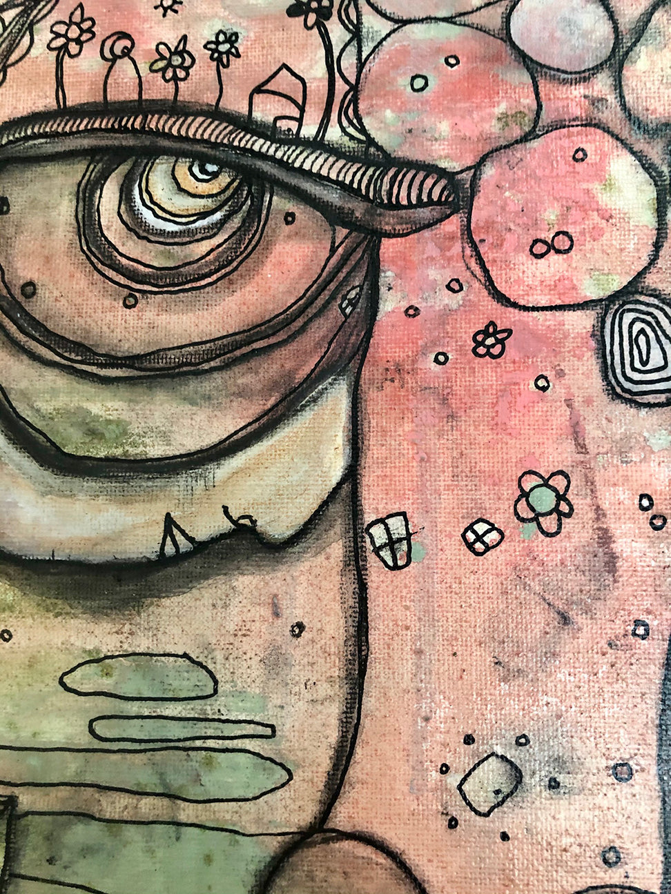 Original Mixed Media Fine Art on Canvas &#39;Waiting&#39;