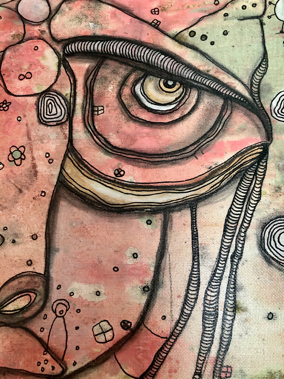 Original Mixed Media Fine Art on Canvas &#39;Waiting&#39;