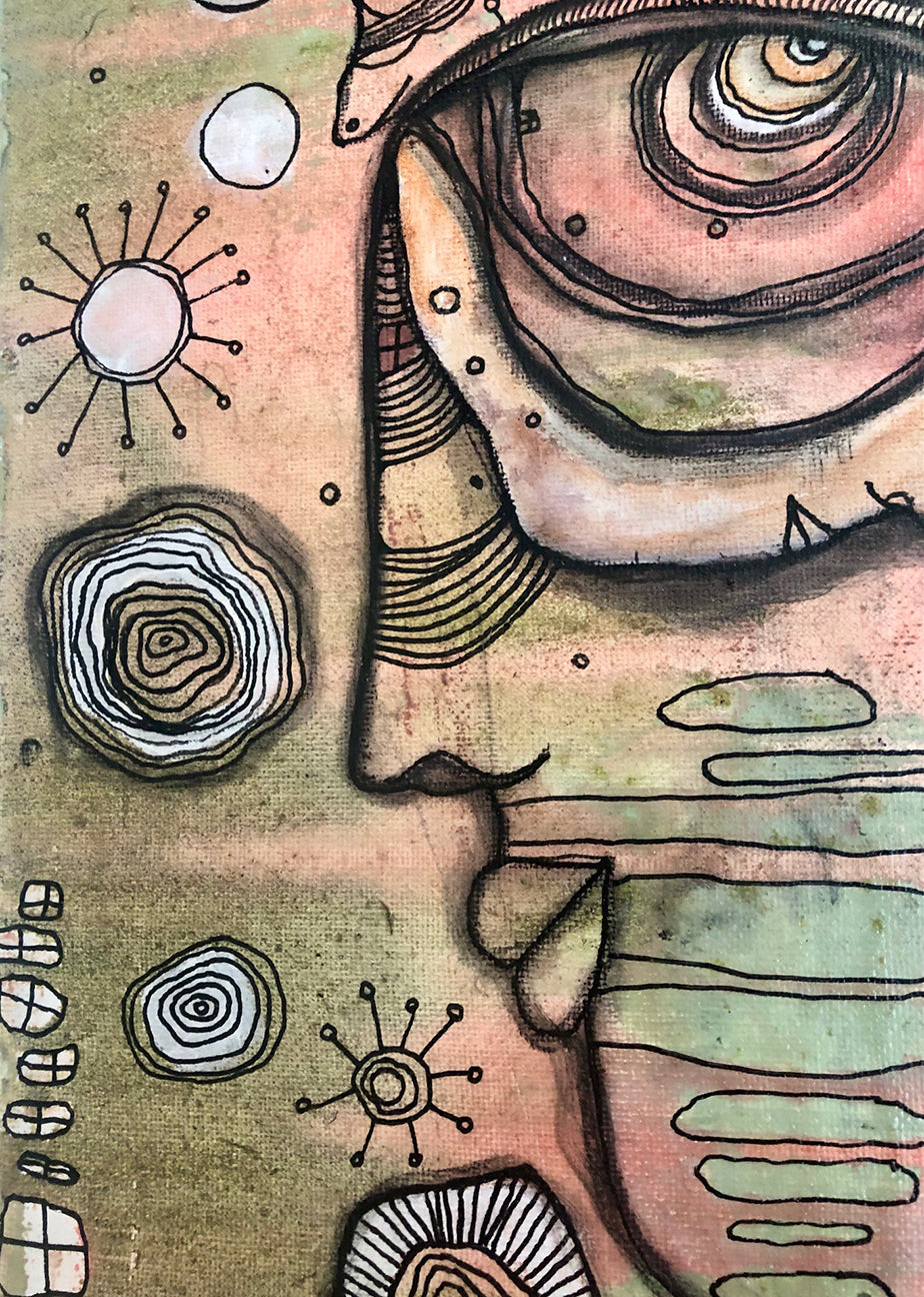 Original Mixed Media Fine Art on Canvas &#39;Waiting&#39;