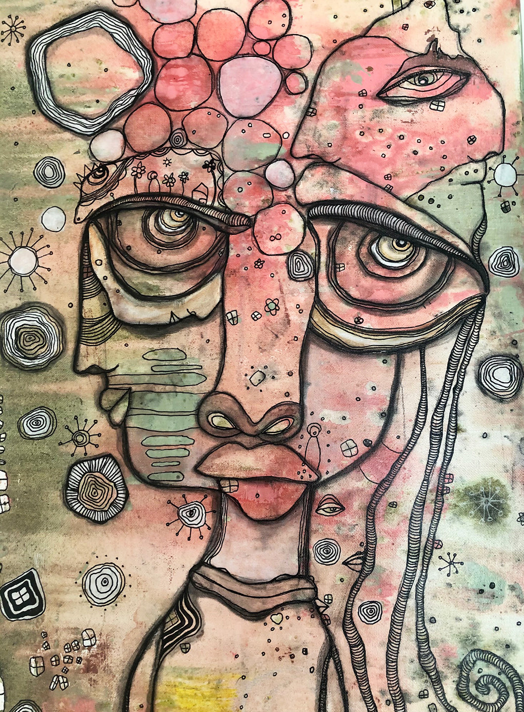 Original Mixed Media Fine Art on Canvas &#39;Waiting&#39;