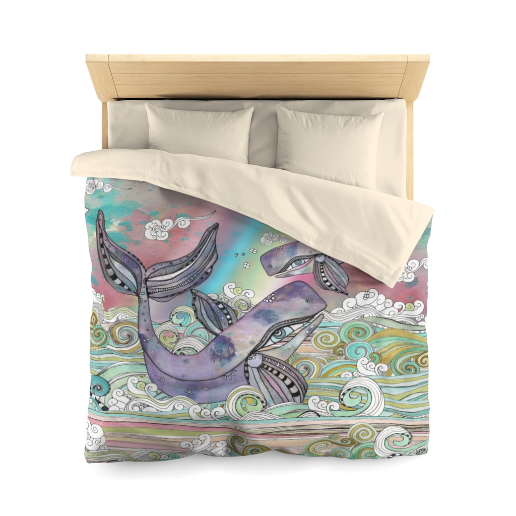 Duvet Cover 'Plum Purple Whales'