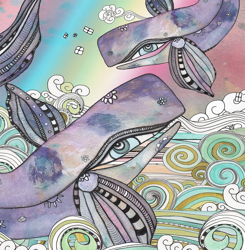 Wall Art Tapestry &#39;Whales&#39;