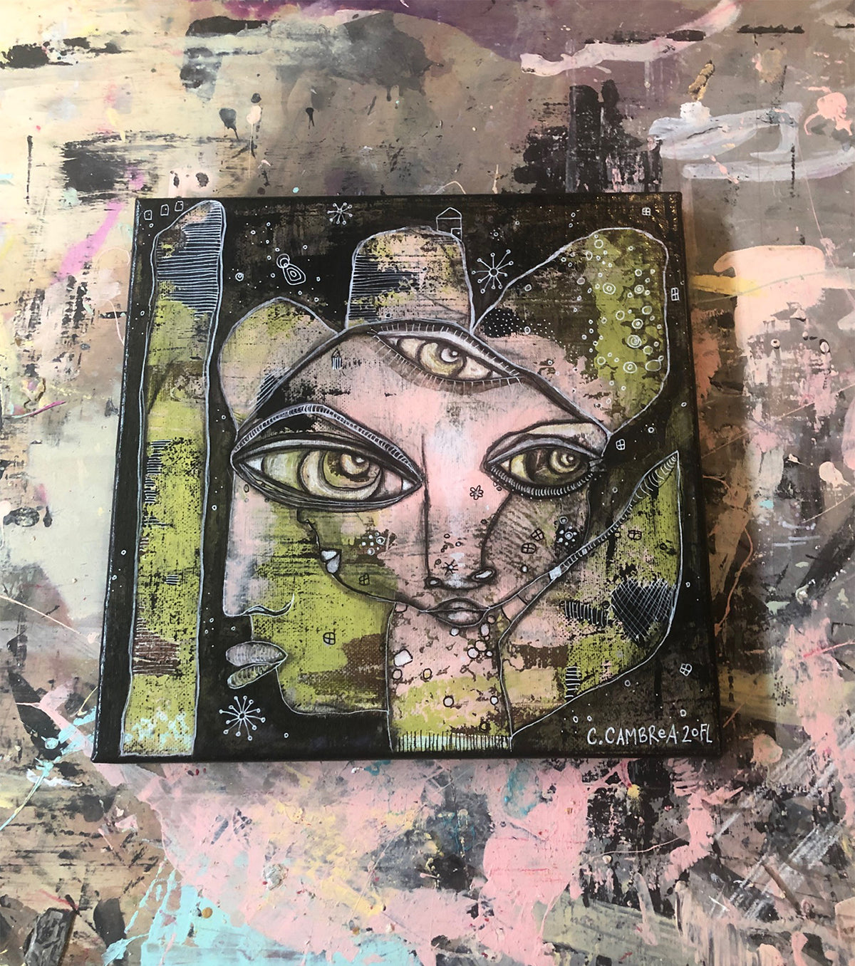 Original Mixed Media Fine Art on Canvas &#39;What We See&#39;