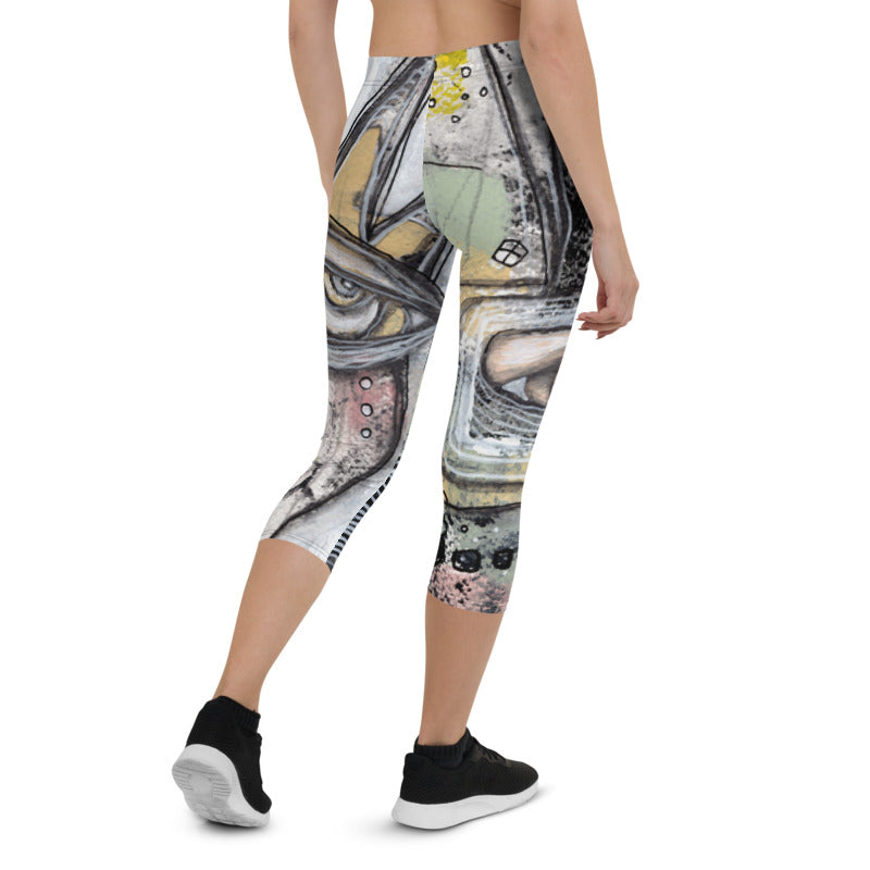 Abstract Capri leggings, Workout Pants &#39;Written in the Stars&quot;
