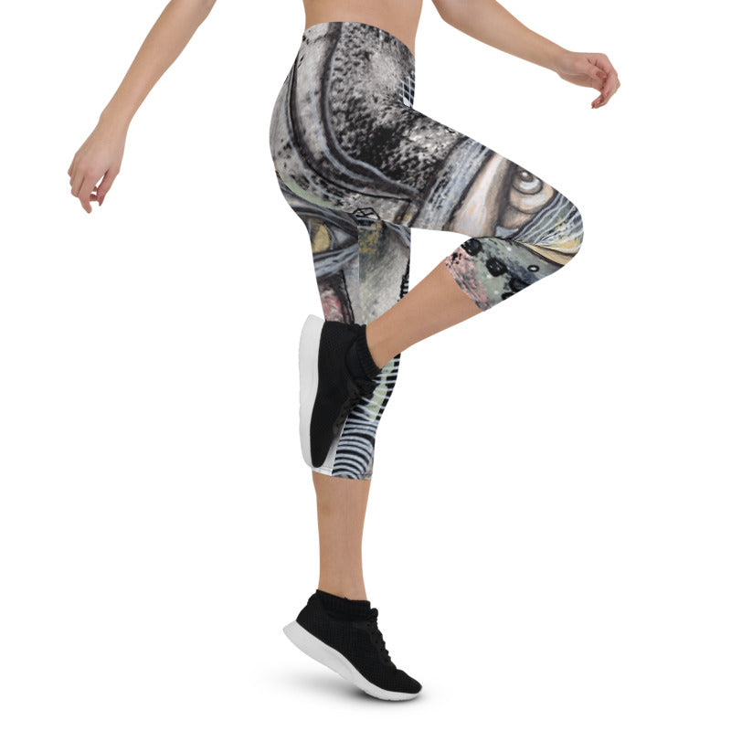 Abstract Capri leggings, Workout Pants &#39;Written in the Stars&quot;