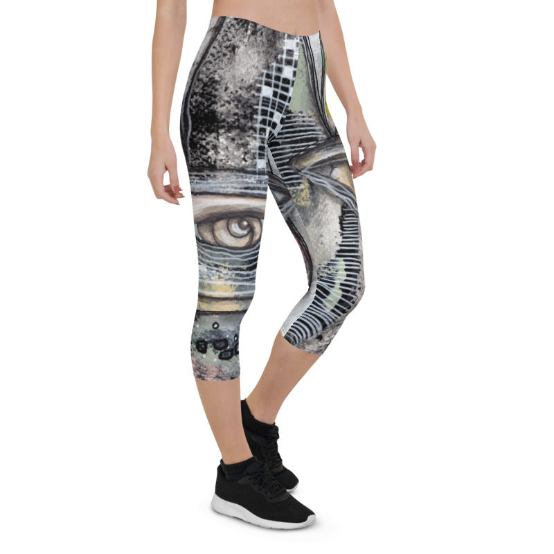 Abstract Capri leggings, Workout Pants &#39;Written in the Stars&quot;