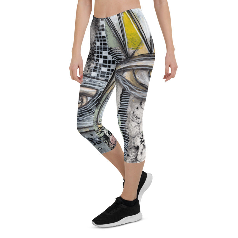 Abstract Capri leggings, Workout Pants &#39;Written in the Stars&quot;