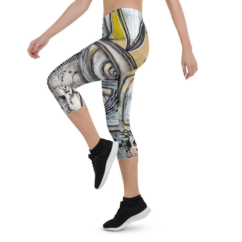 Abstract Capri leggings, Workout Pants &#39;Written in the Stars&quot;