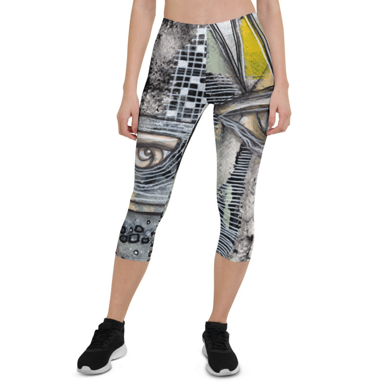 Abstract Capri leggings, Workout Pants 'Written in the Stars"