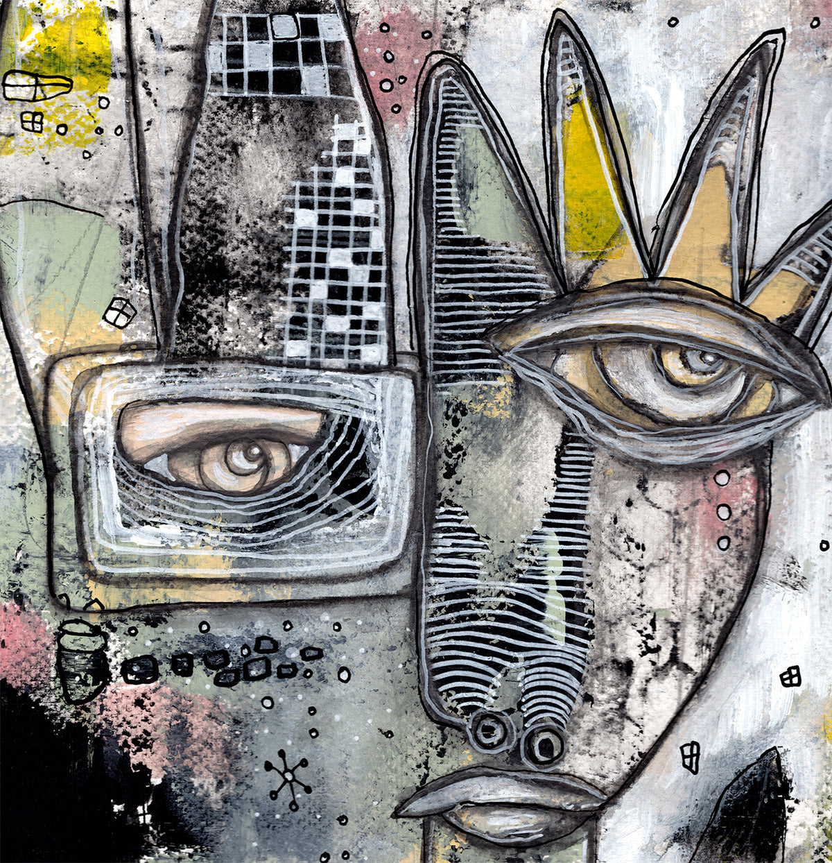 Original Mixed Media Fine Art on Paper &#39;Written in the Stars&#39;