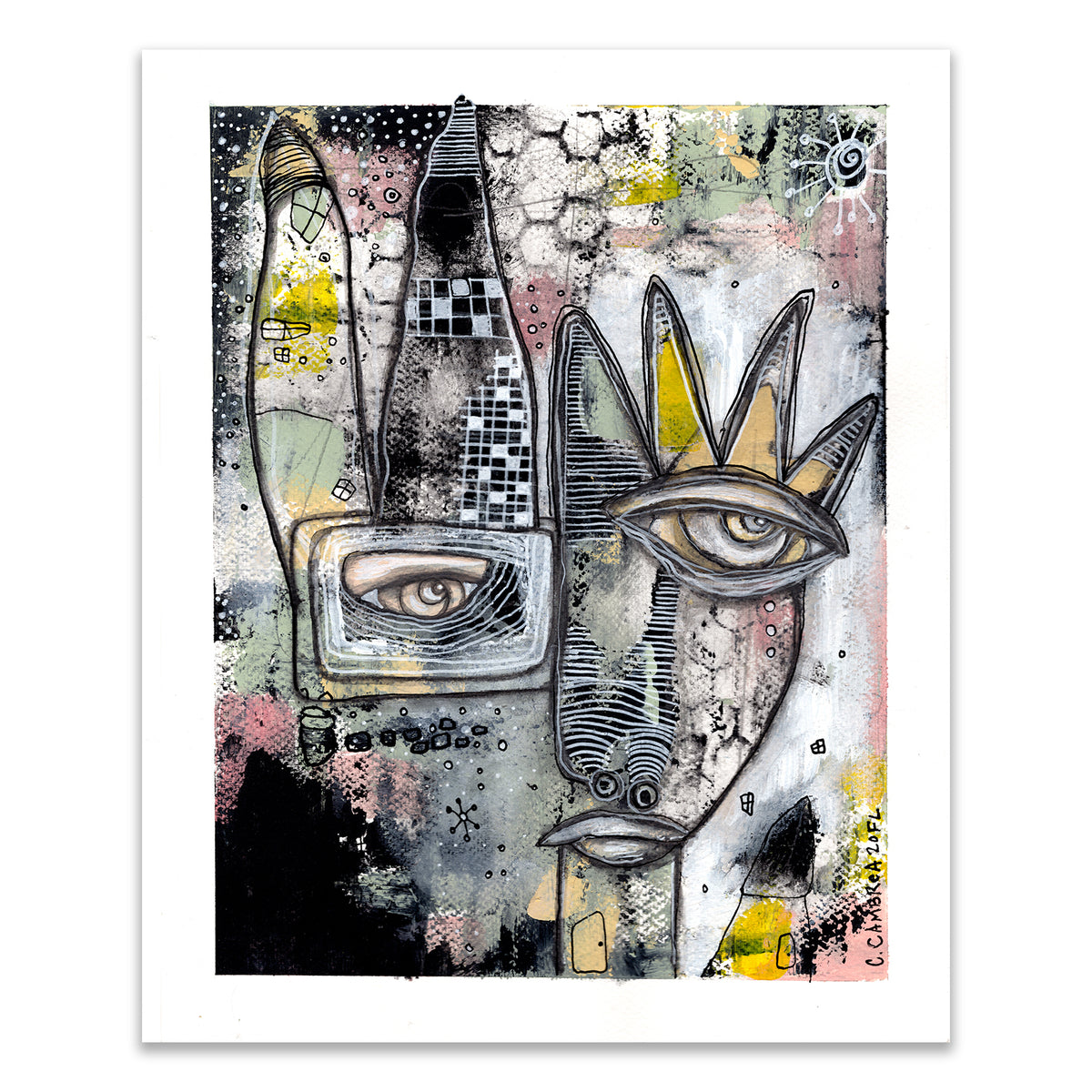 Original Mixed Media Fine Art on Paper &#39;Written in the Stars&#39;