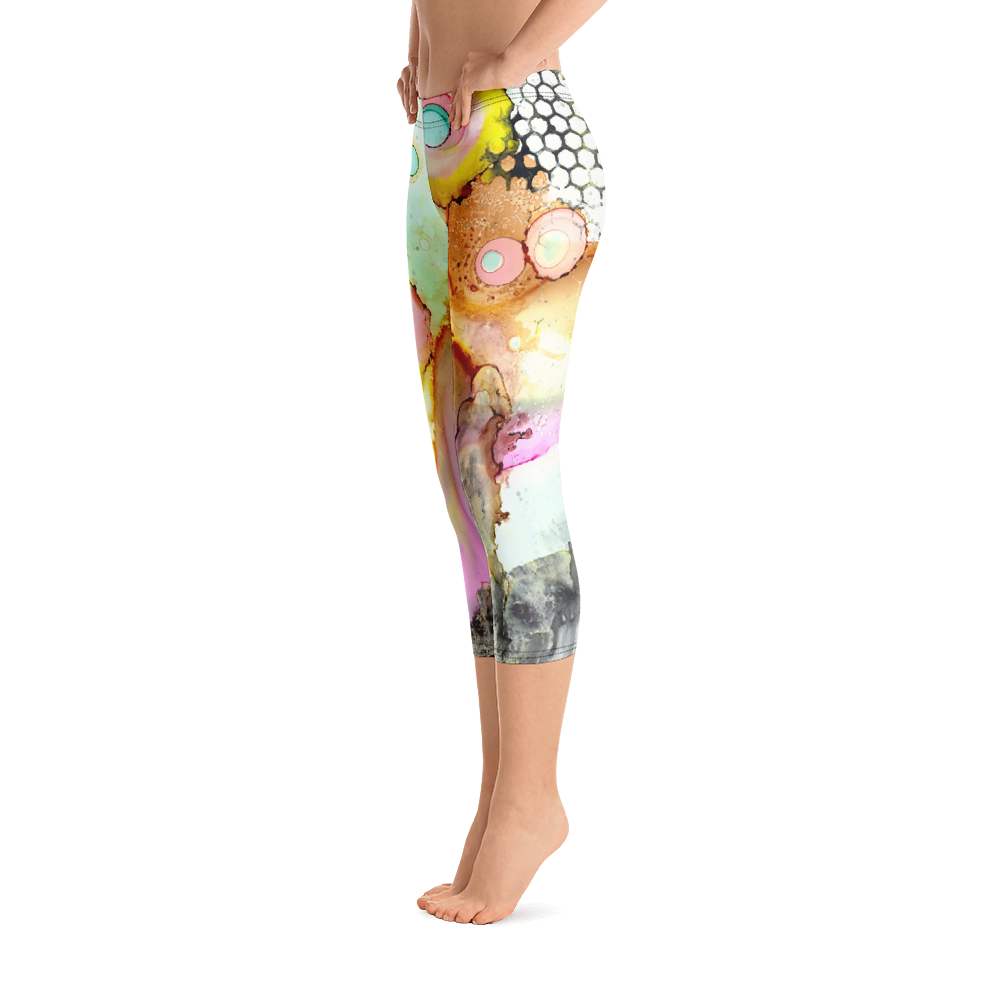 Abstract Capri leggings, Workout Pants &#39;Over the rainbow&#39;
