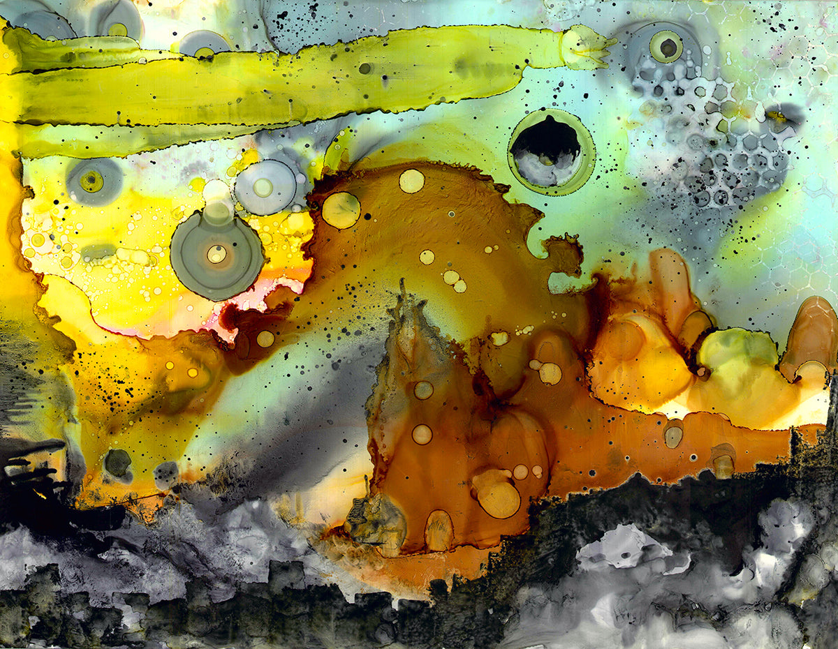 Original Abstract Fine Art &#39;Sunset Mountain&#39;