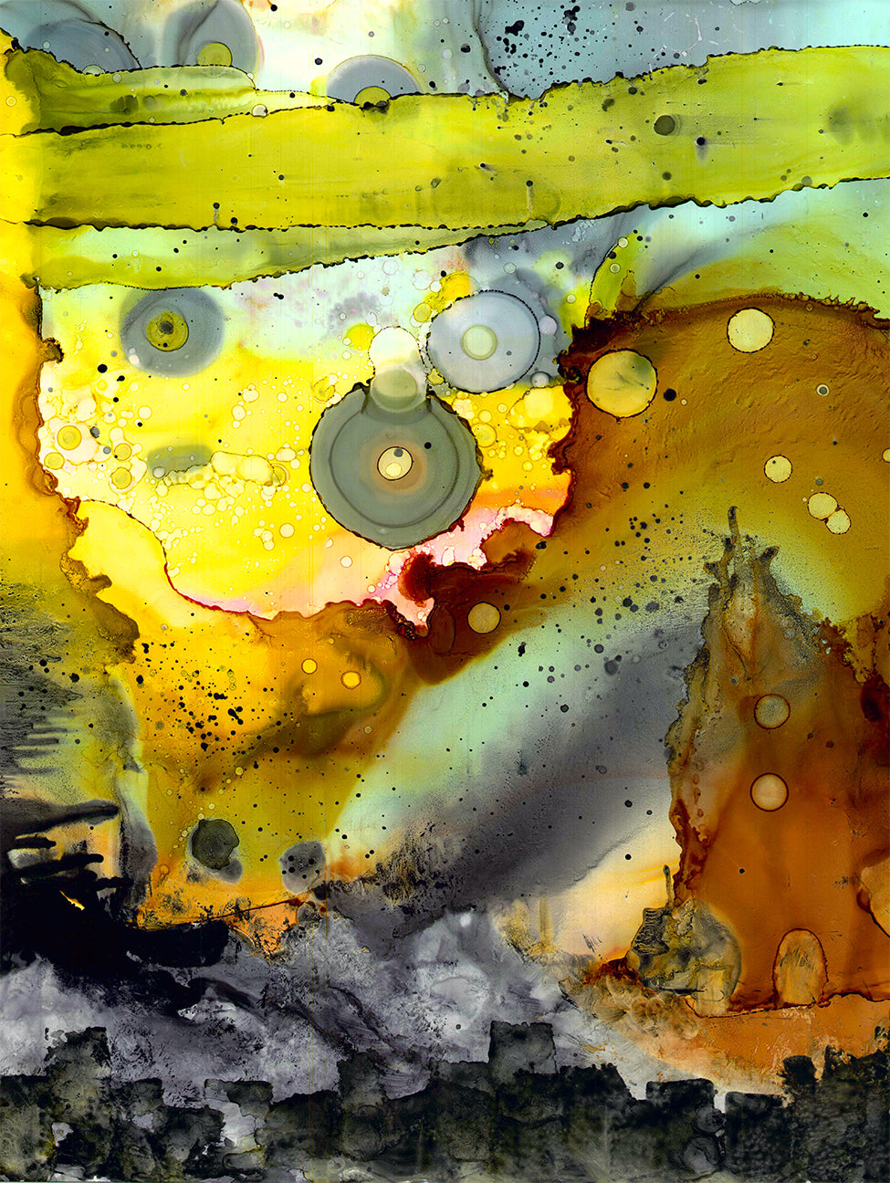 Original Abstract Fine Art &#39;Sunset Mountain&#39;